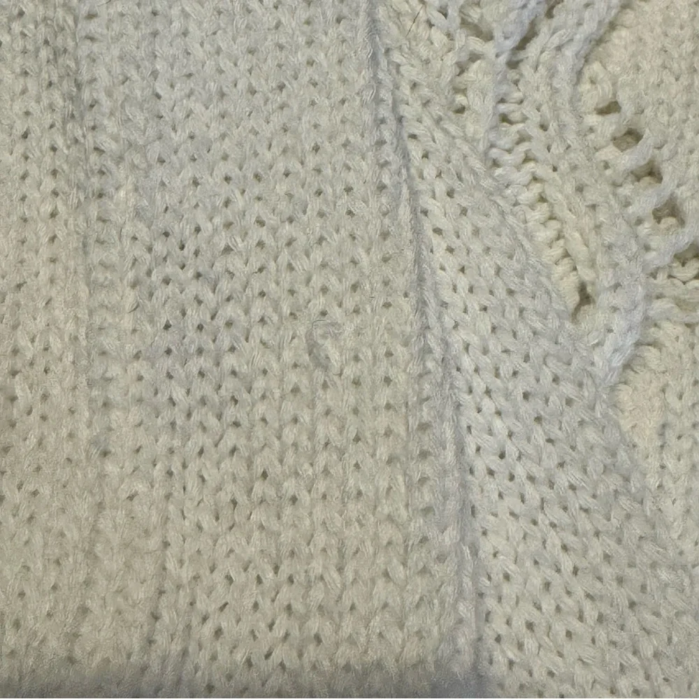 Talbots - White 100% Cotton - Puff Sleeve - Cable Knit Sweater - Large - Picture 10 of 10